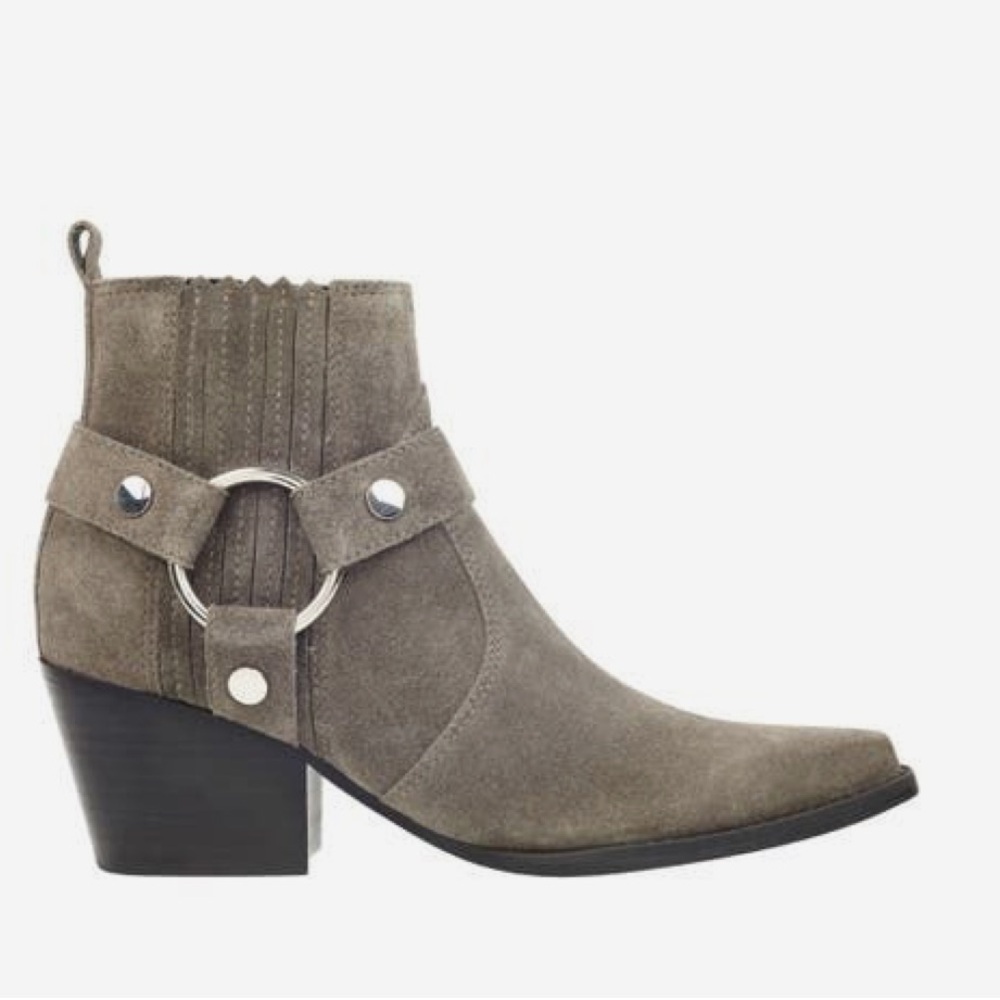 Marc Fisher Halie Grey Suede Booties, Size 9